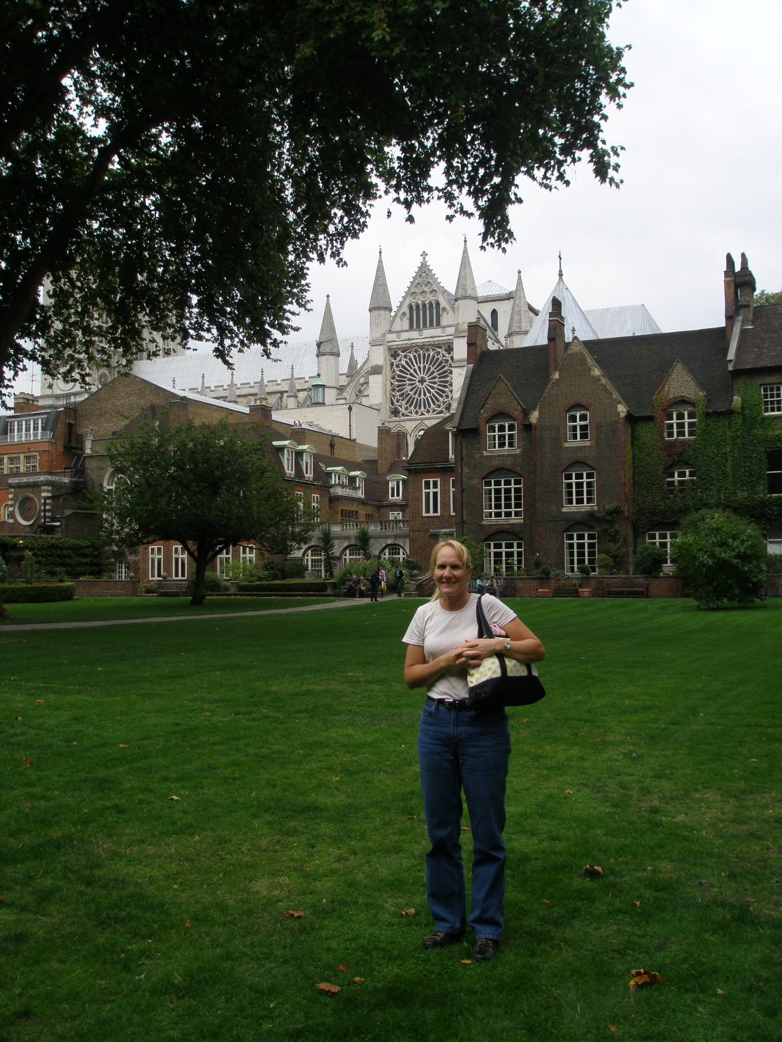 Pam in the College Garden at Westminster Abbey, in 2008