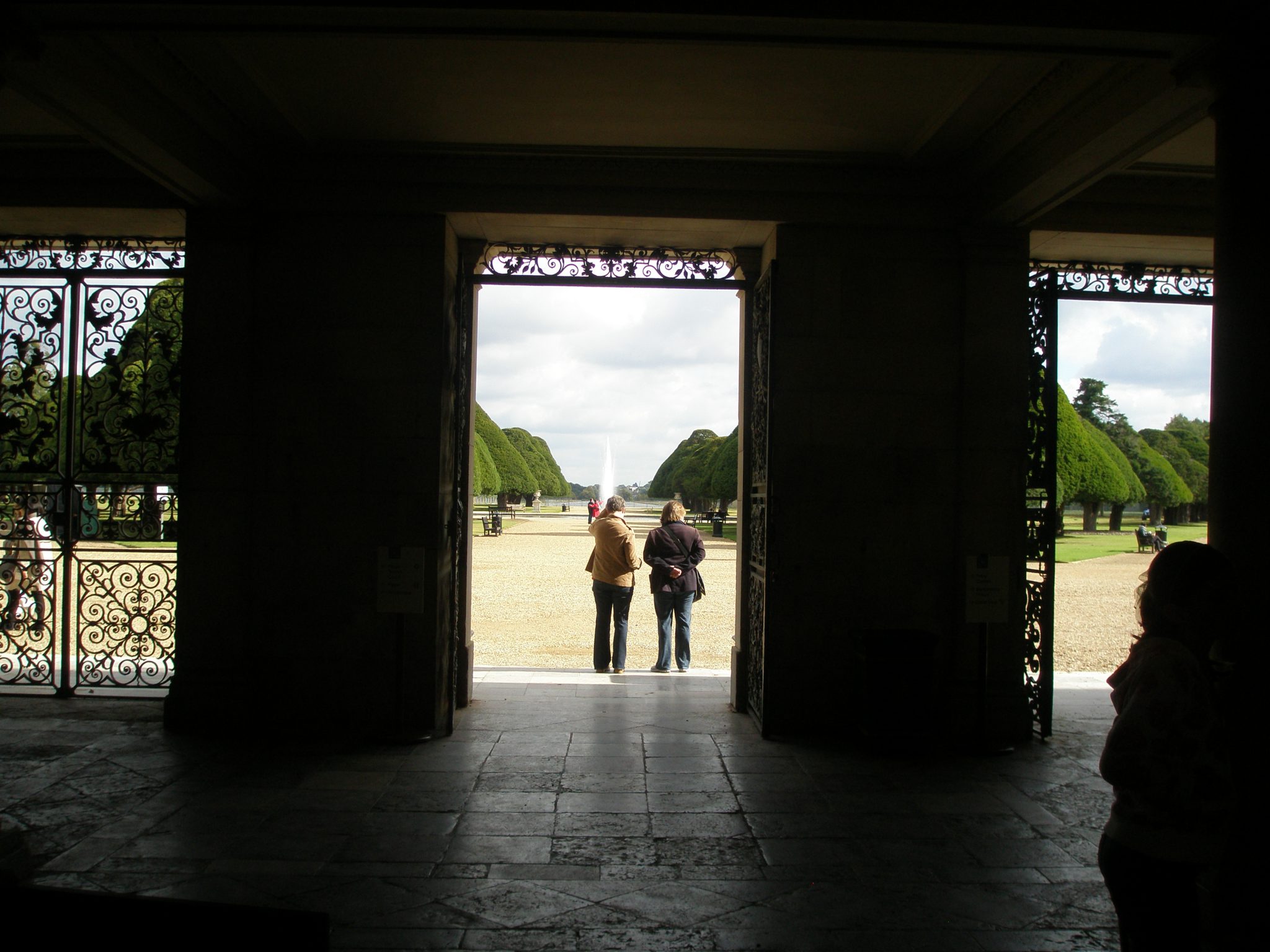 Exiting the East Front of the Fountain Court expansion, and looking out toward the Great Fountain Garden