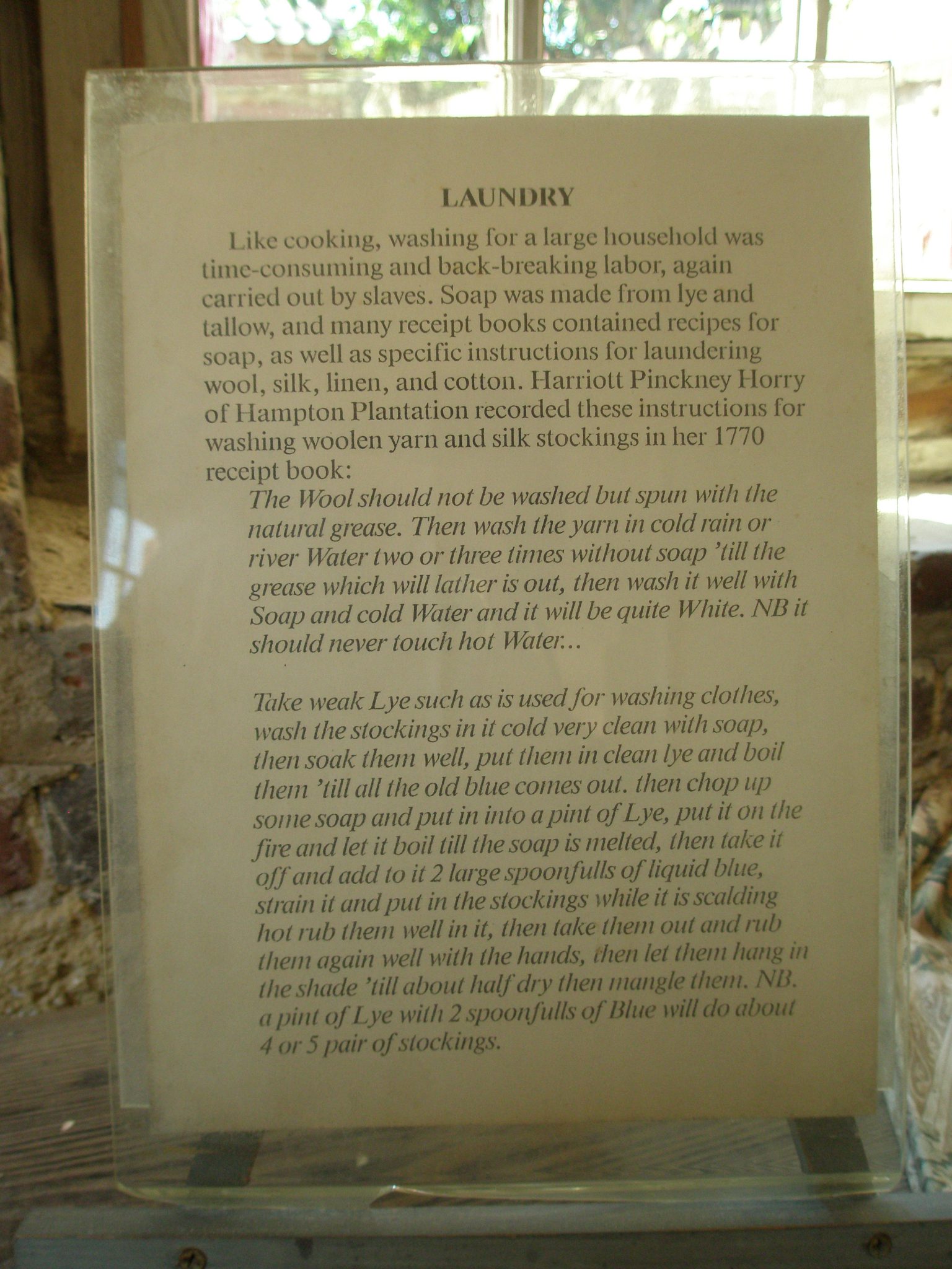 Explanatory notes about the Laundrey
