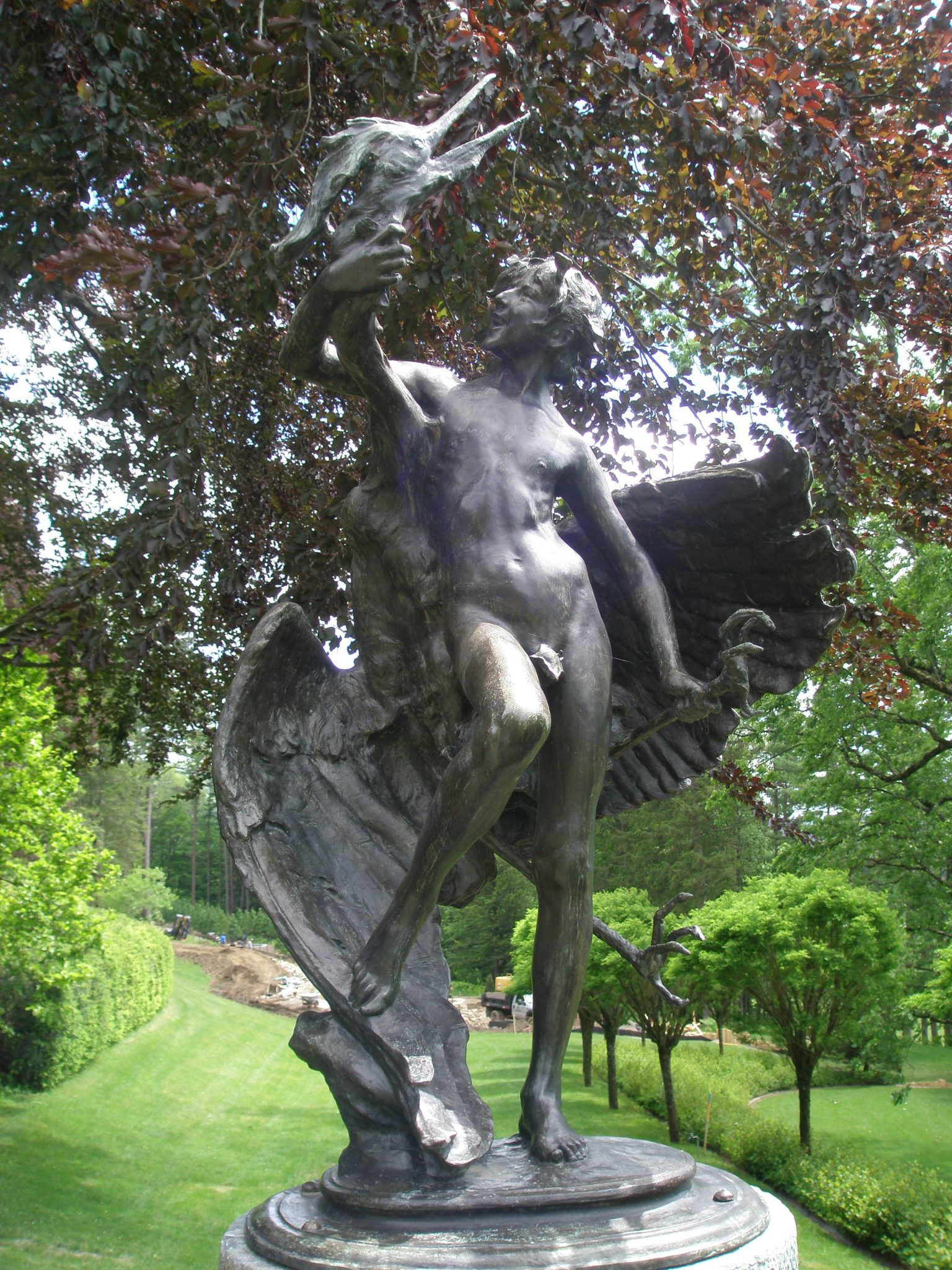 Frederick MacMonnies' statue, YOUNG FAUN WITH HERON, perches on the Southwest corner of the Afternoon Garden