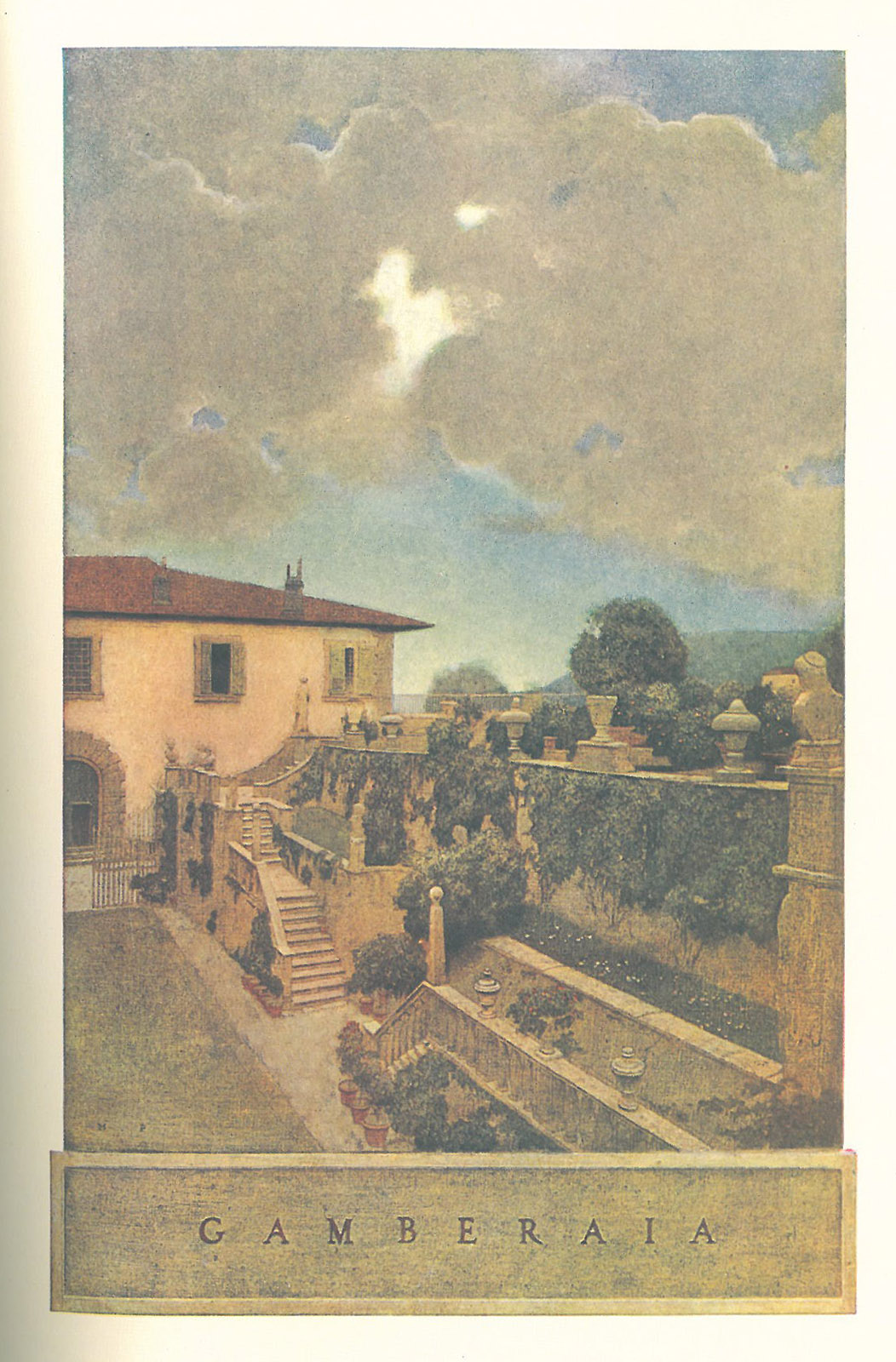 Maxfield Parrish's illustration of the Gardens at Villa Gamberaia