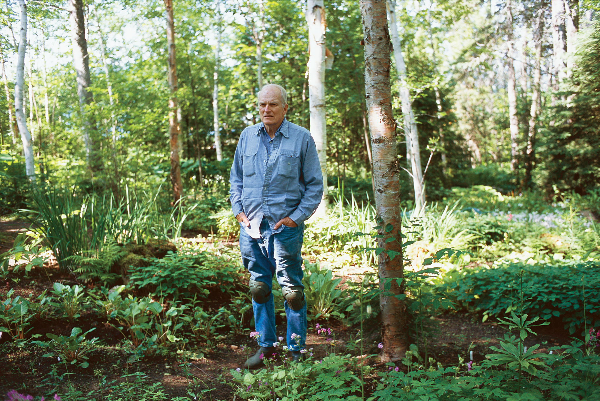 Frank Cabot, with his ever-present knee pads. Image courtesy of Garden Design Magazine.