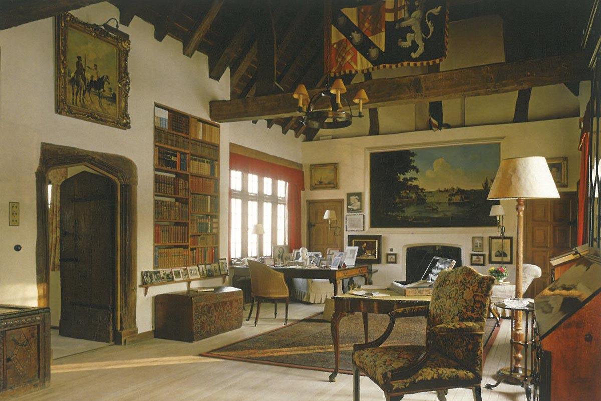 Churchill's first floor Study is the most important room at Chartwell, and is one of the few recognizable, surviving parts of the original house. At first, Churchill slept here in a four-poster bed, but during the 1930s, he used an adjacent room as his bedroom. Image courtesy of The National Trust.