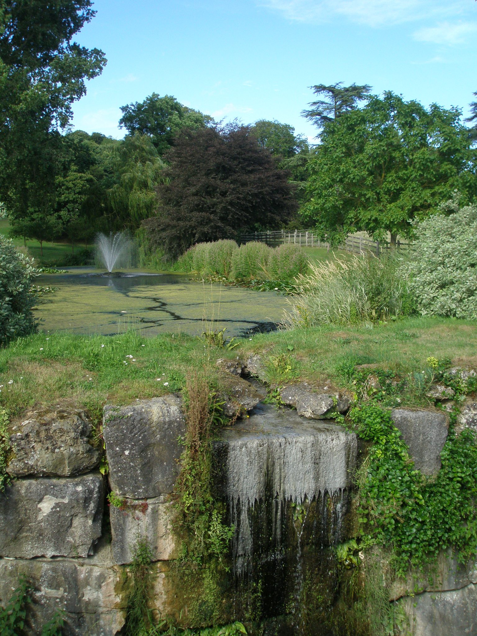 A High Cascade made of Bath Stone is at the end of the Top Lake