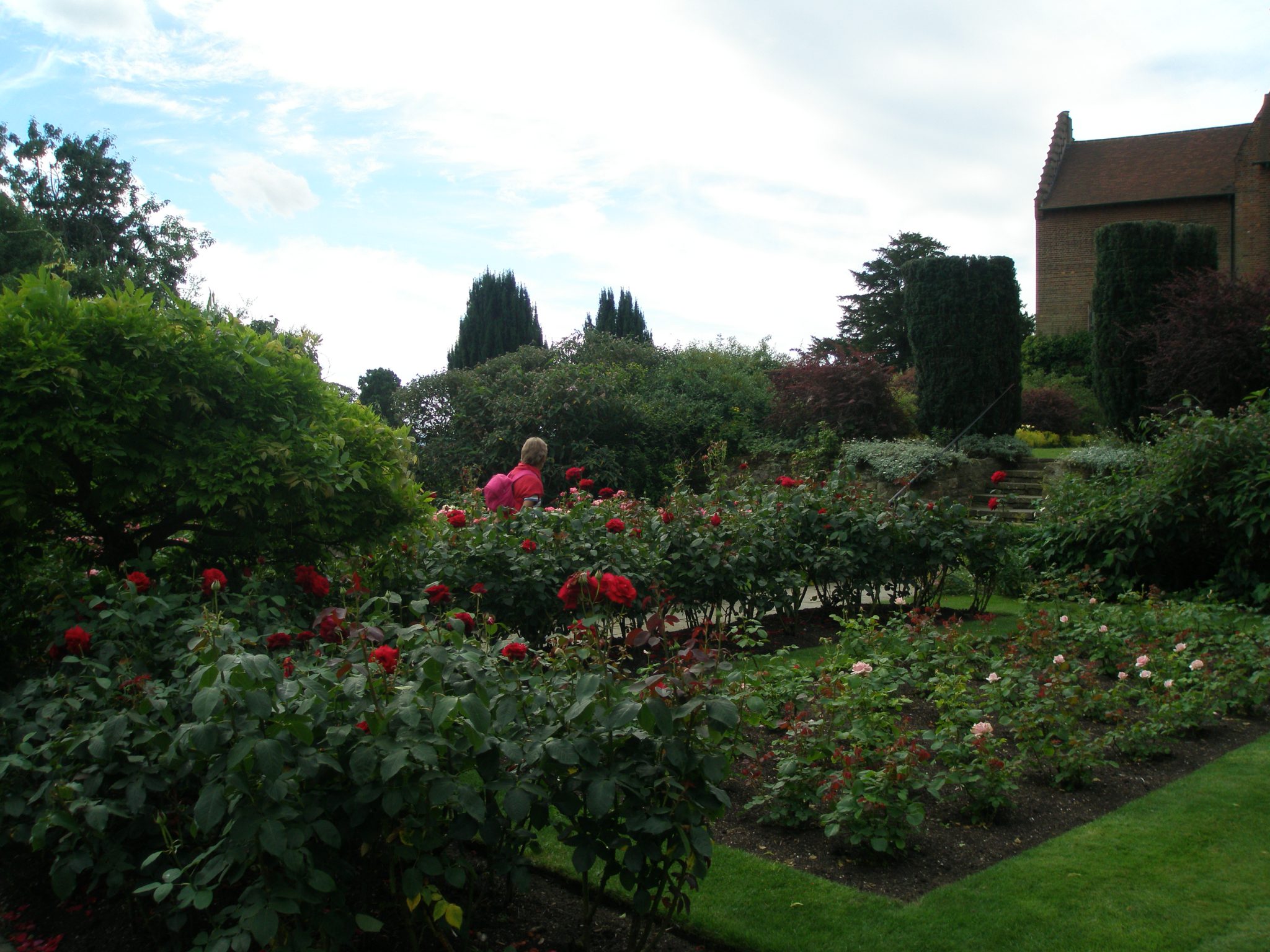 Lady Churchill's Rose Garden is divided into four beds that contain hybrid tea roses.