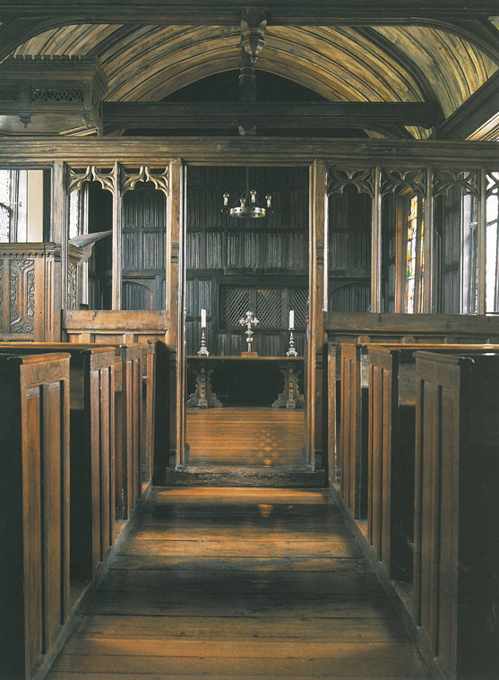 The New Chapel was added in 1470-80. It was not intended as a chapel, but seems originally to have been a grand guest chamber. The room was probably consecrated as a chapel in 1633. Image courtesy of The National Trust.