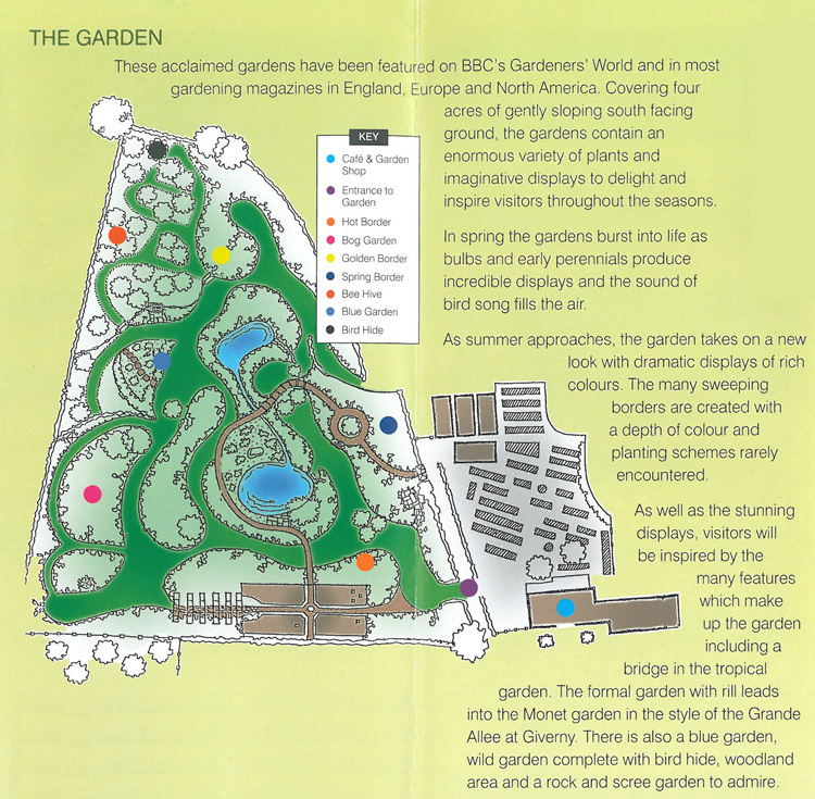 Plan of the display gardens at Merriments, in East Sussex.