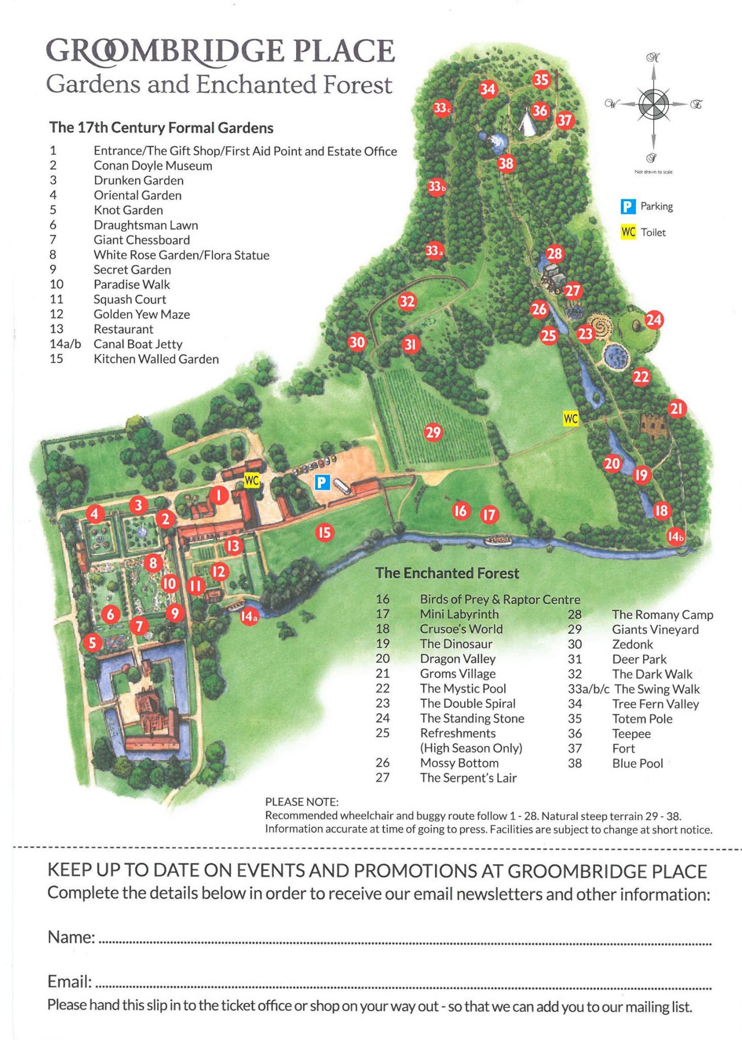 Map of the grounds at Groombridge Place