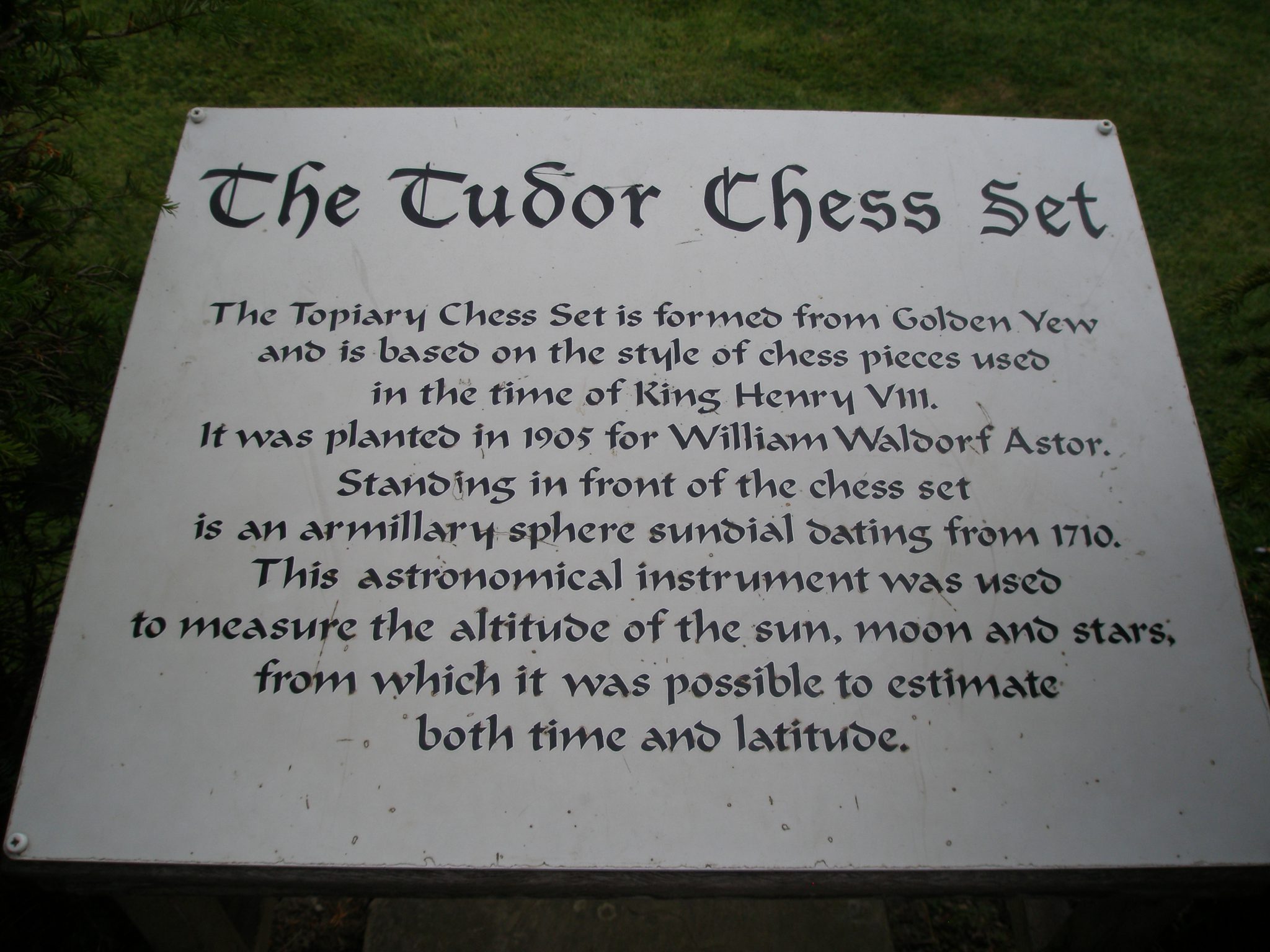 Astor installed the Chess Set