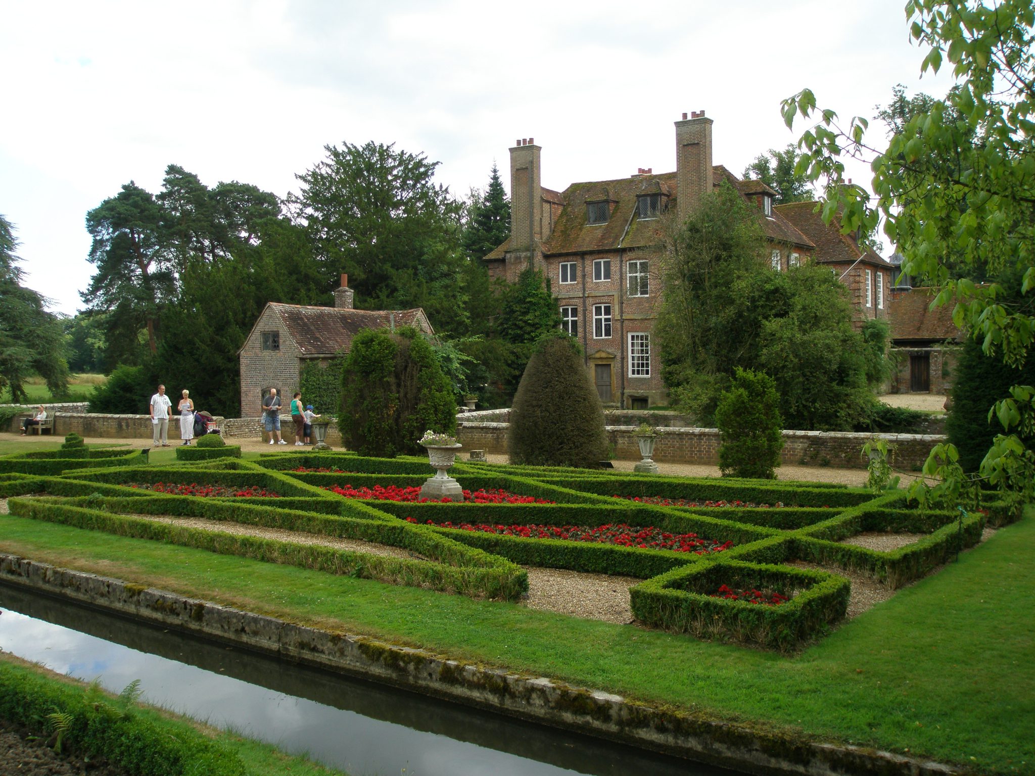 The Knot Garden, which is between the inner and outer moats. The House is encircled by the much wider inner moat.