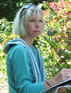 Anne Guy, garden designer, at work.