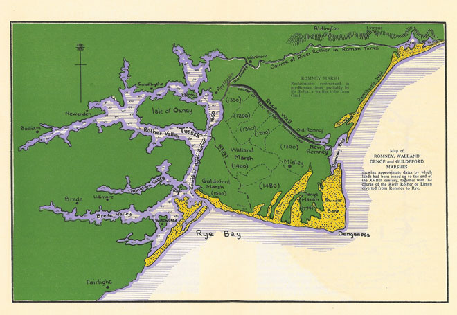 Map of Romney Marsh, and the Shingle Beach at Dungeness