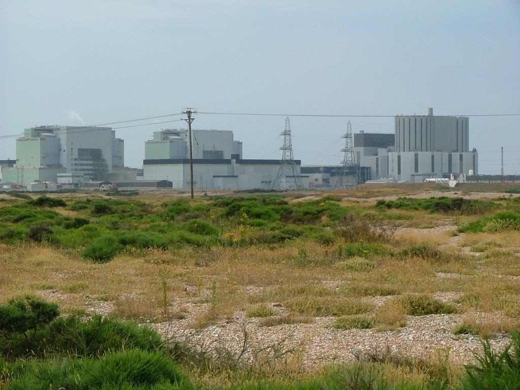 A telephoto view of the Dungeness Nuclear Power Station, taken from Derek Jarman's garden. Photo by Anne Guy.