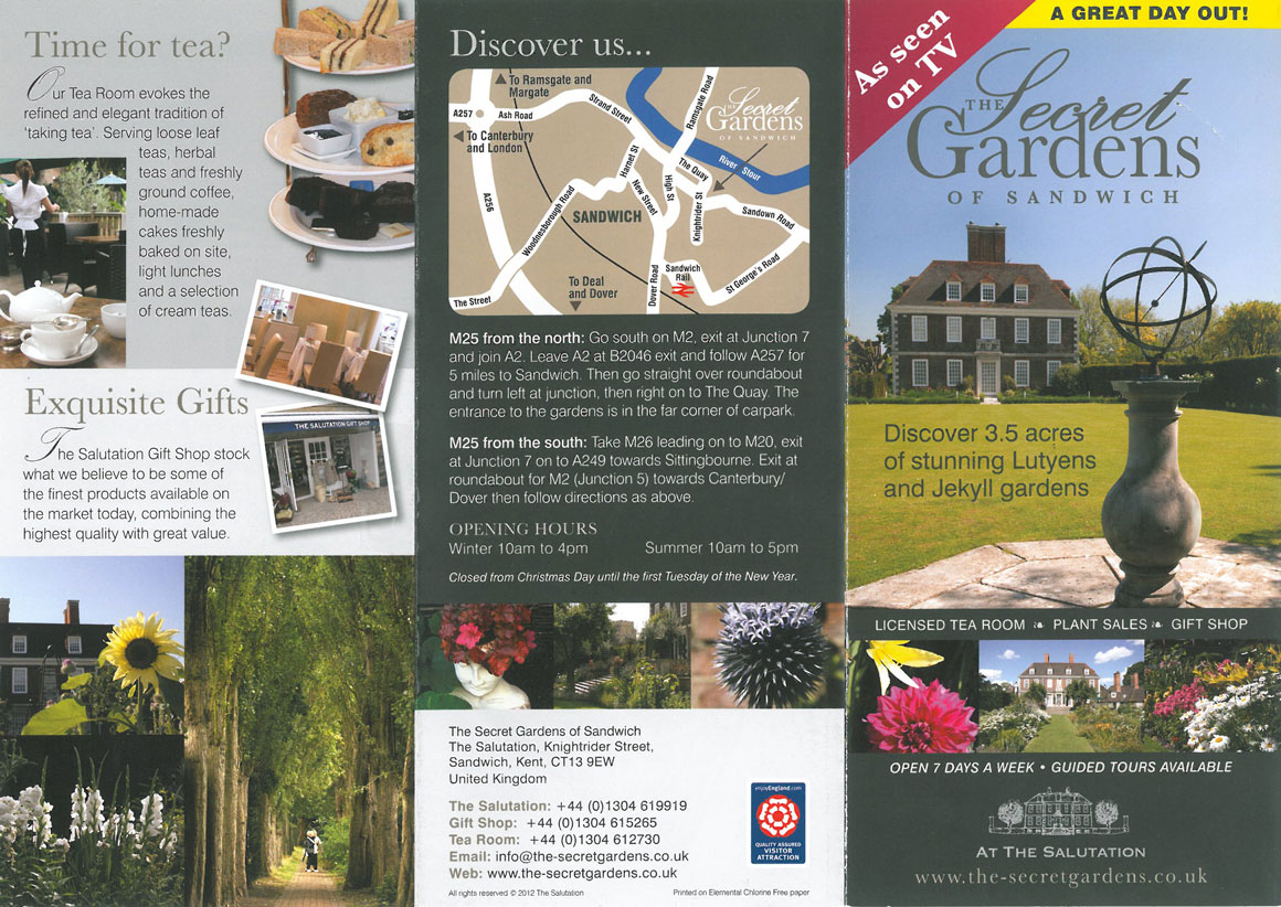 The Front Side of the Secret Gardens' brochure