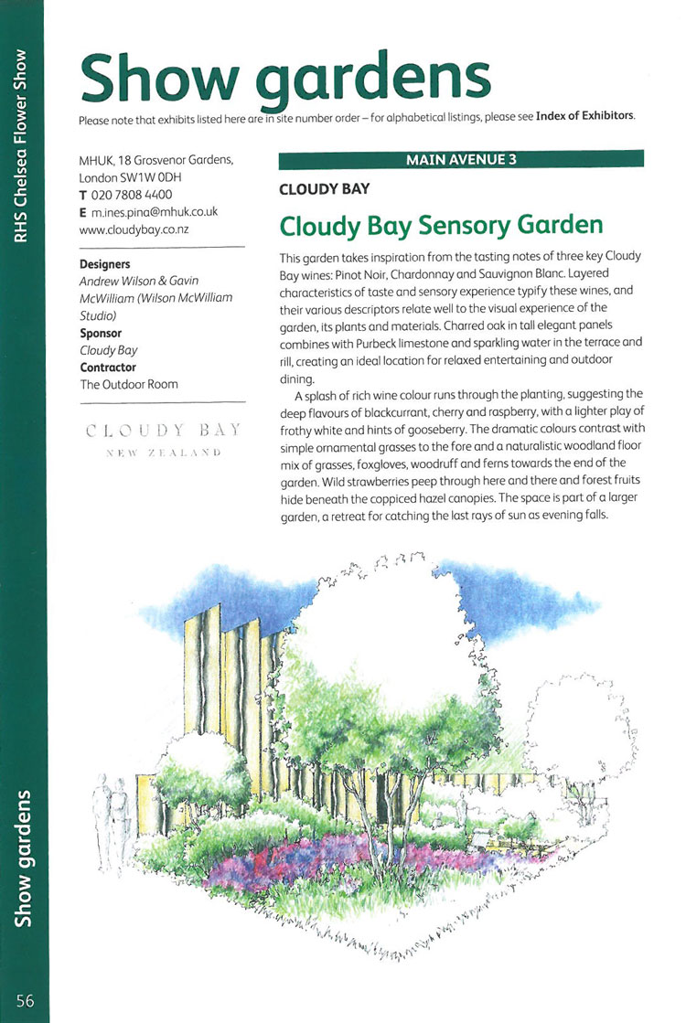 Cloudy Bay Sensory Garden. Image courtesy of the RHS Chelsea Flower Show catalogue.