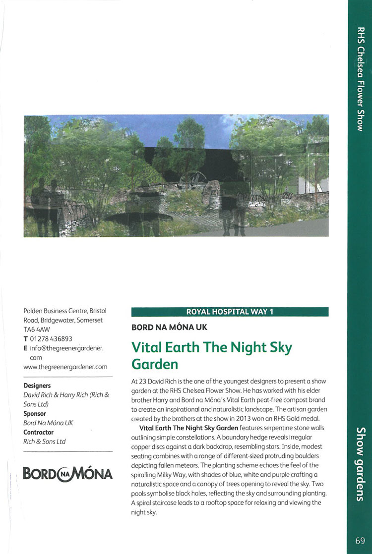 Vital Earth the Night Sky. Image courtesy of the RHS Chelsea Flower Show catalogue.