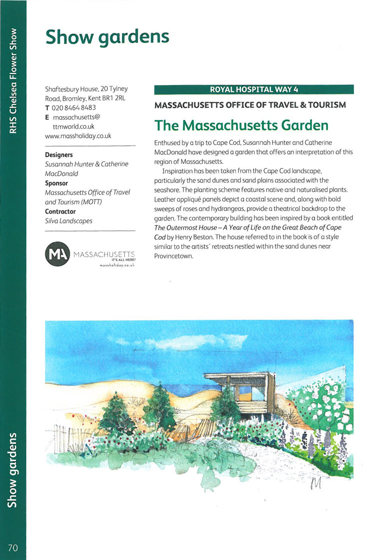 The Massachusetts Garden. Image courtesy of the RHS Chelsea Flower Show catalogue.