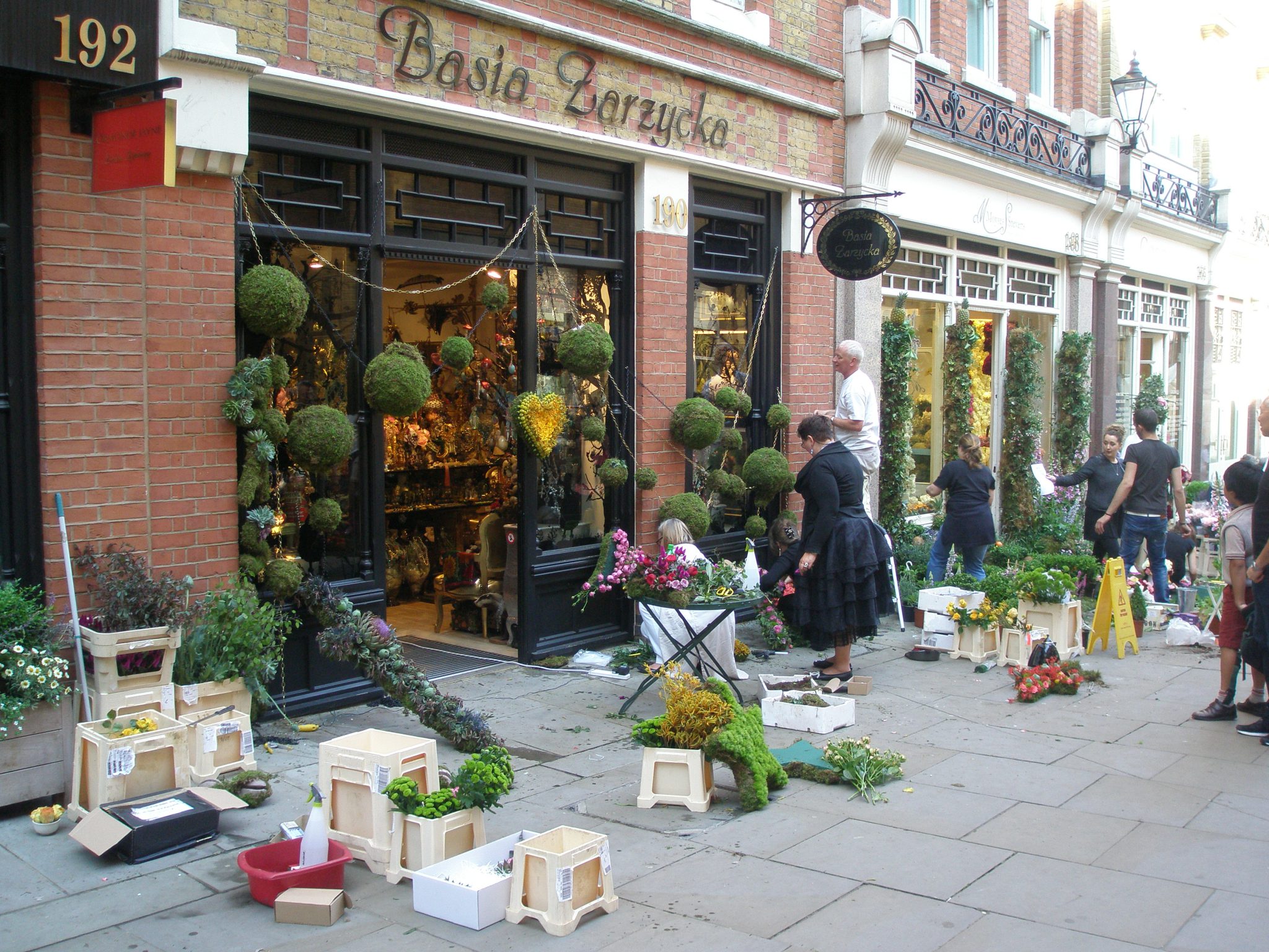 Chelsea in Bloom displays at Basia Zarzycka, and Moyses Stevens, are underway.
