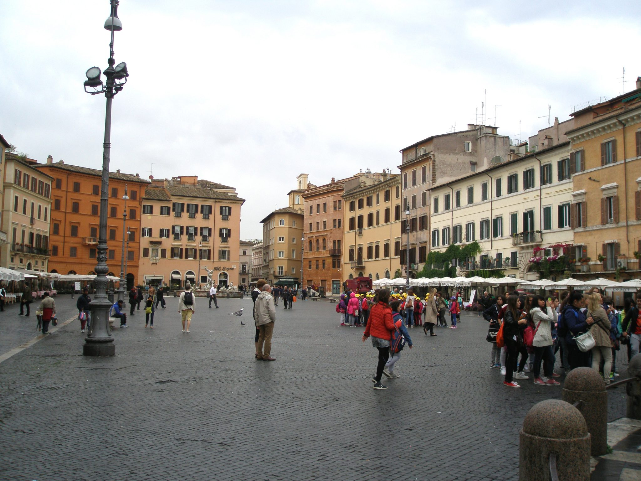 The northern end of Piazza Navona, on a soggy morning in May