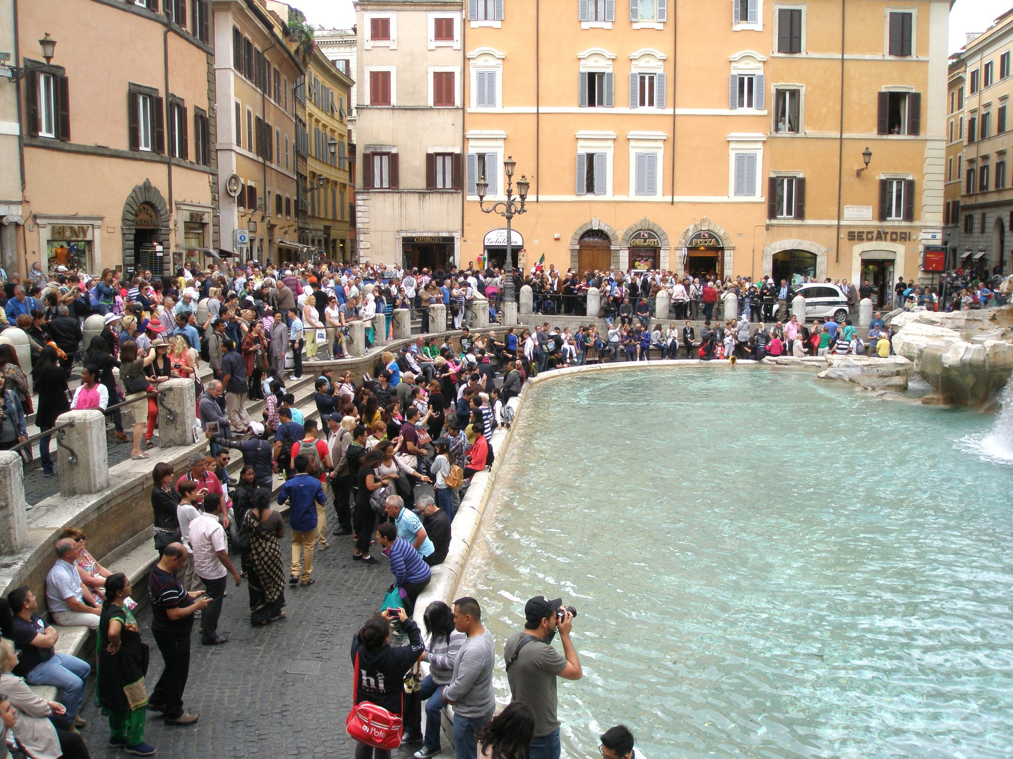 Water's edge, at the Trevi Fountain