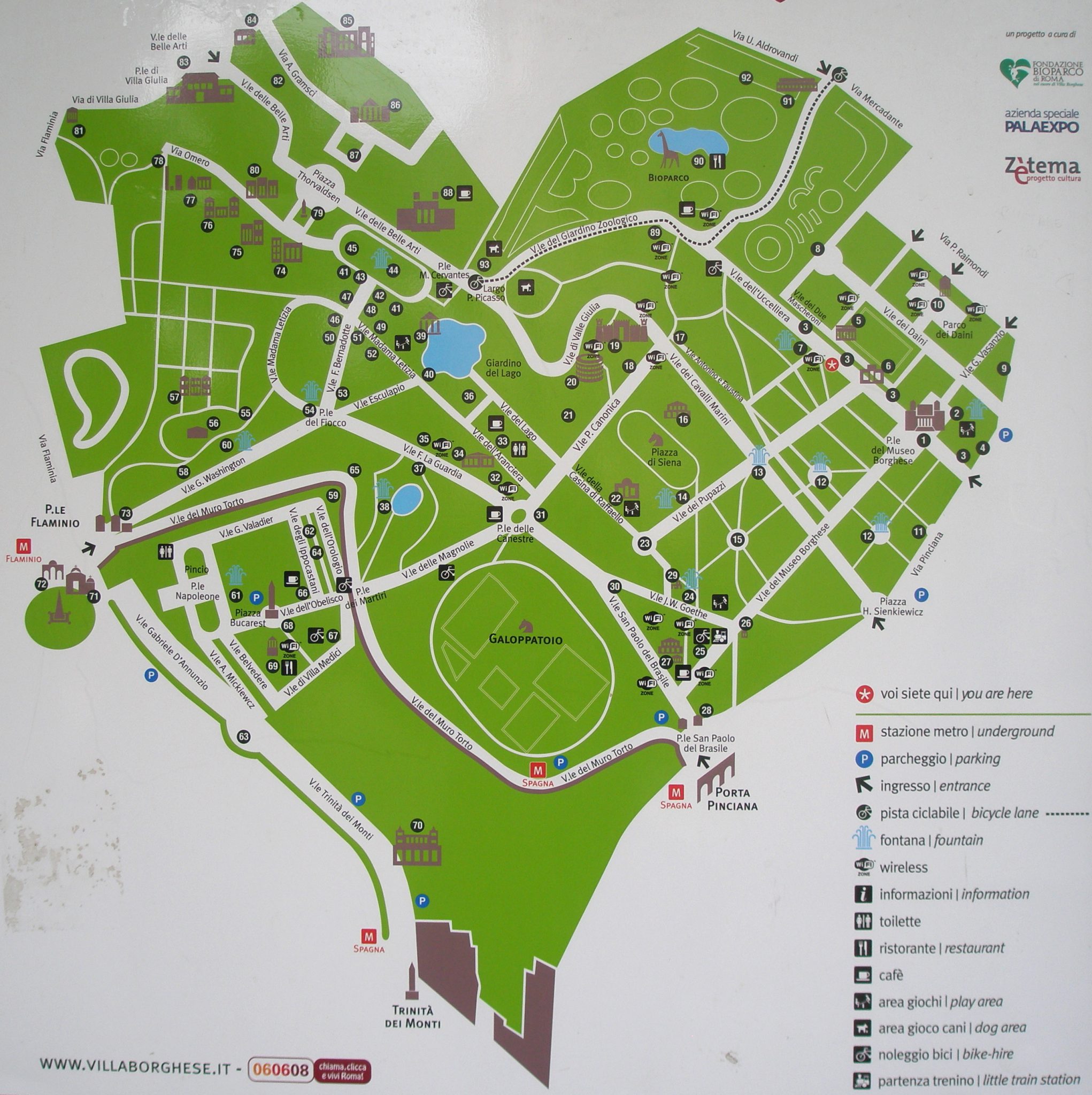 The heart-shaped Map of Villa Borghese's parklands