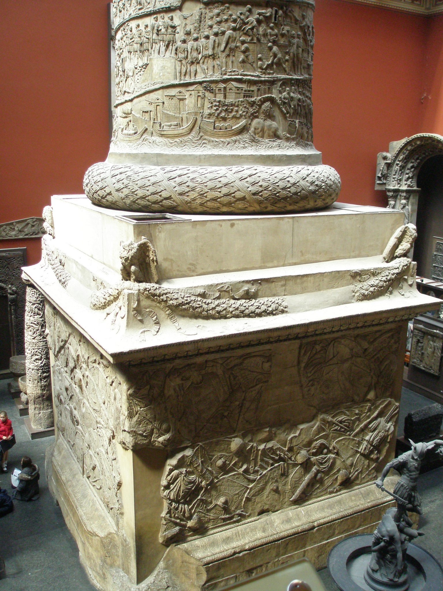 Gargantuan base on the V&A Cast Court replica of Trajan's Column