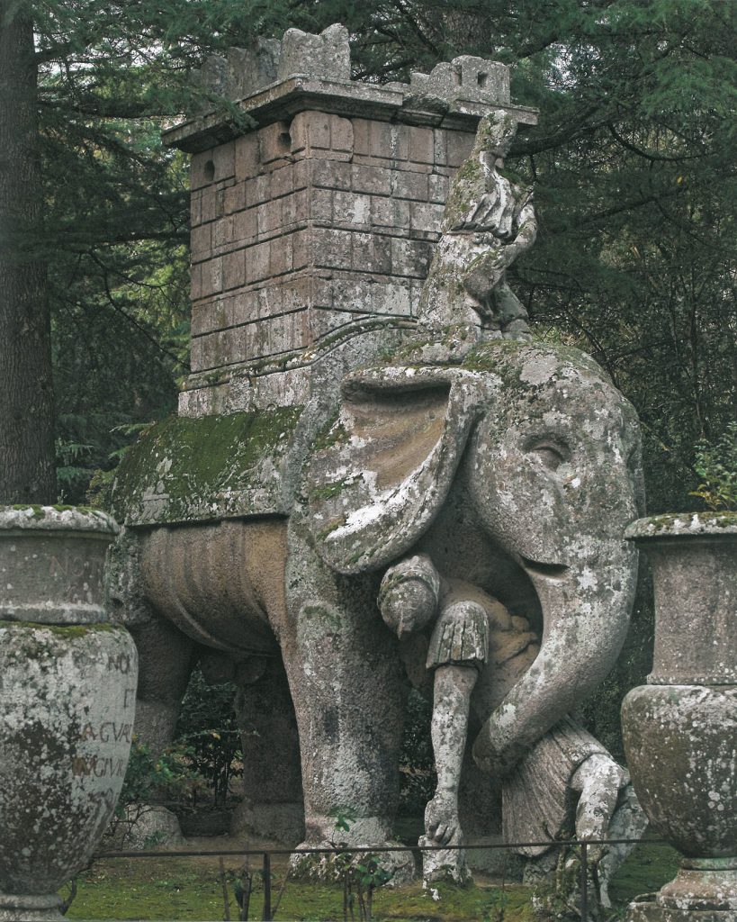 Another view of the Elephant. Image courtesy of THE GARDEN AT BOMARZO, by Jessie Sheeler.