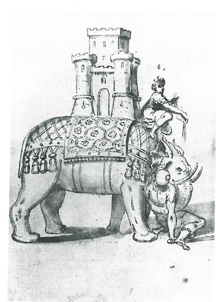 Engraving of the Elephant, by Giovanni Guerra. 1604.