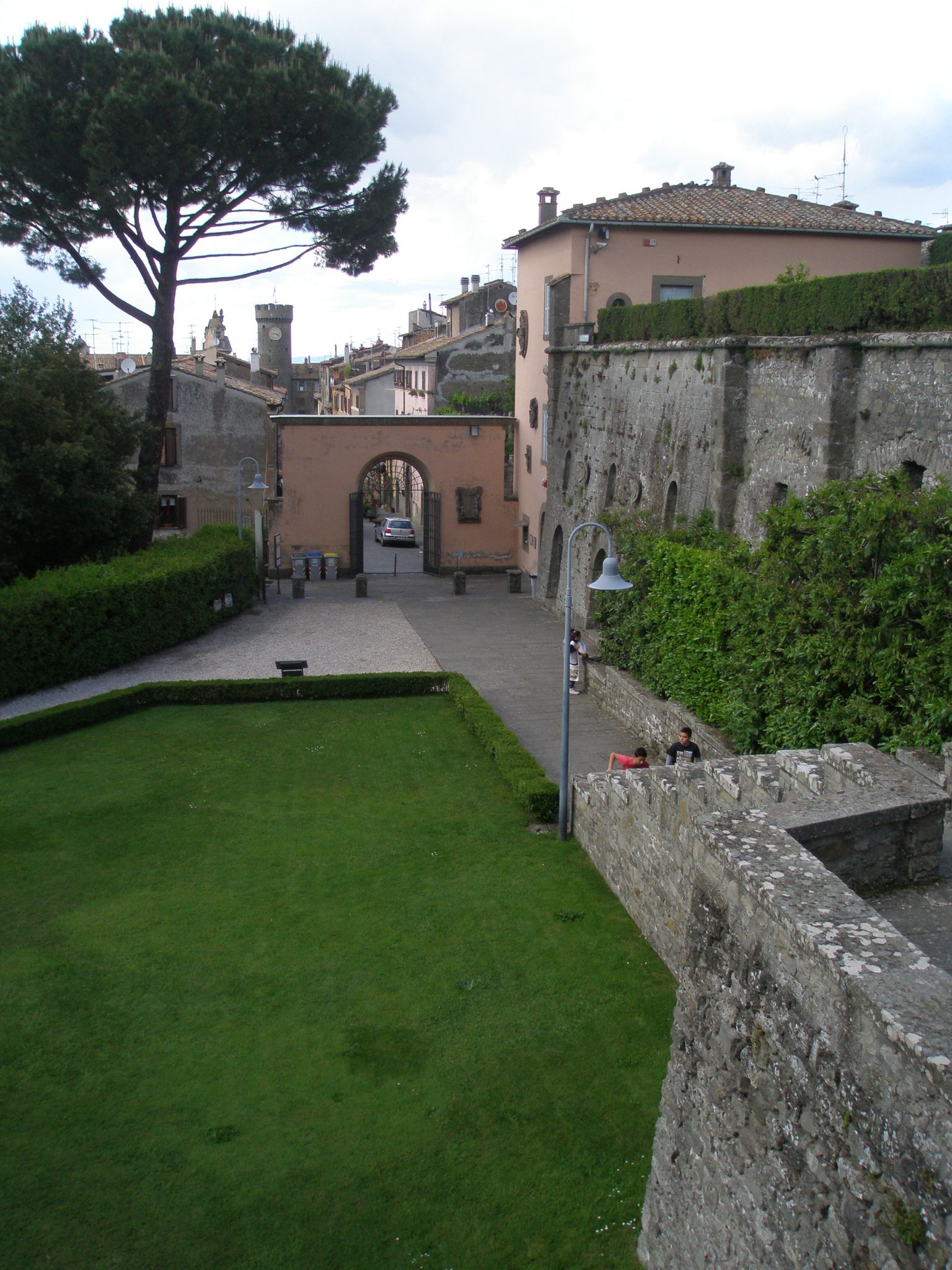 View from the Steps, back toward the Entry Gate, and then to the Village of Bagnaia.