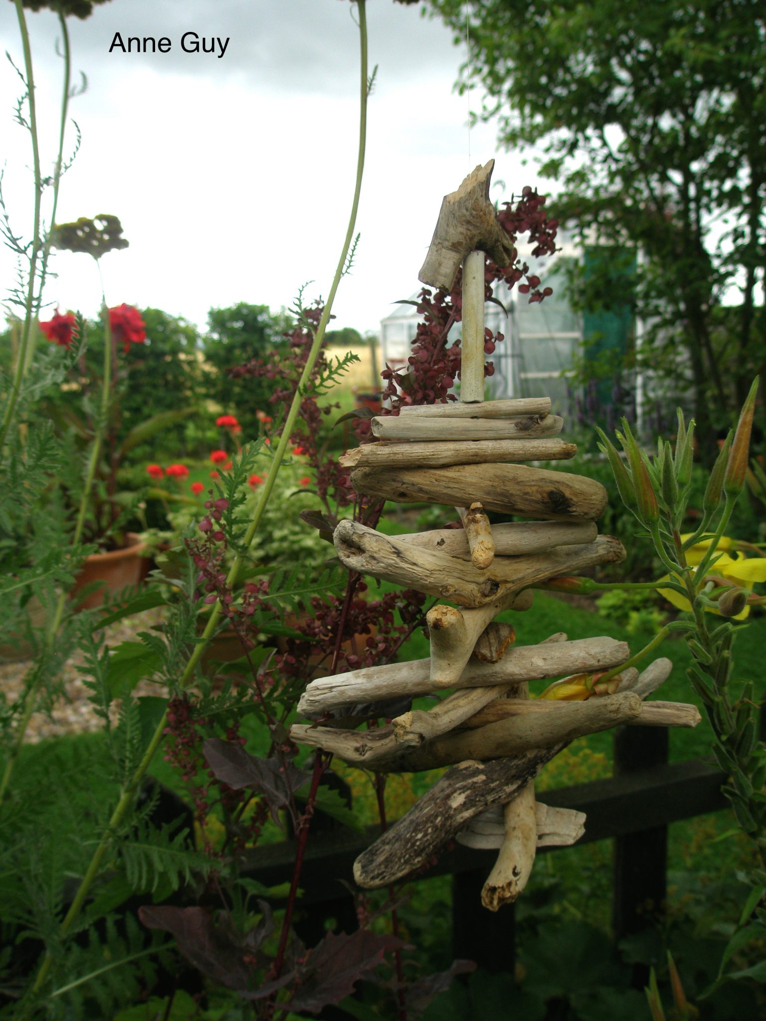 Anne makes sculptures from driftwood