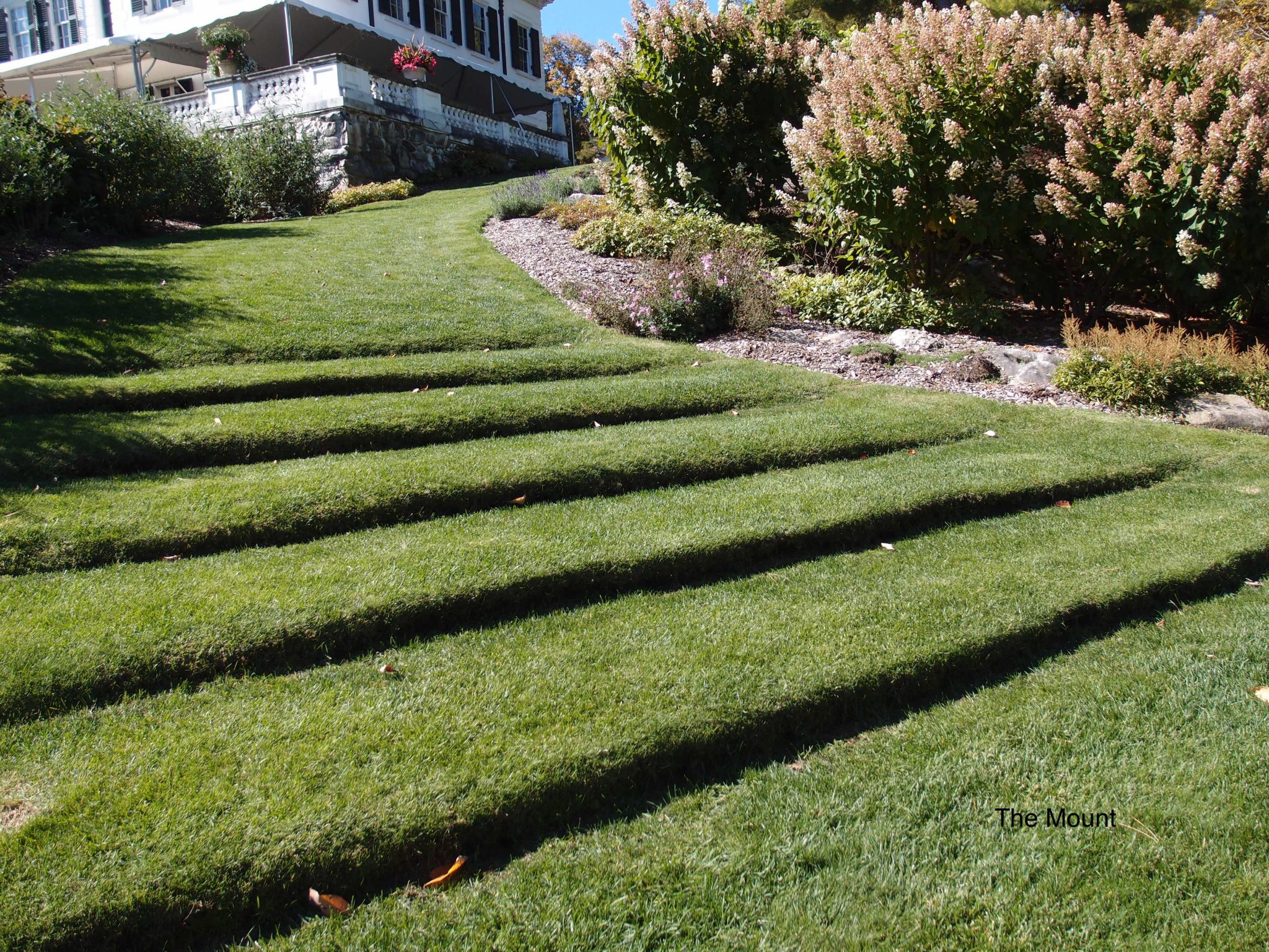 Wharton designed these essentially sculptural Grass Steps, which lead from her Flower Garden, up to the back terrace of the House.