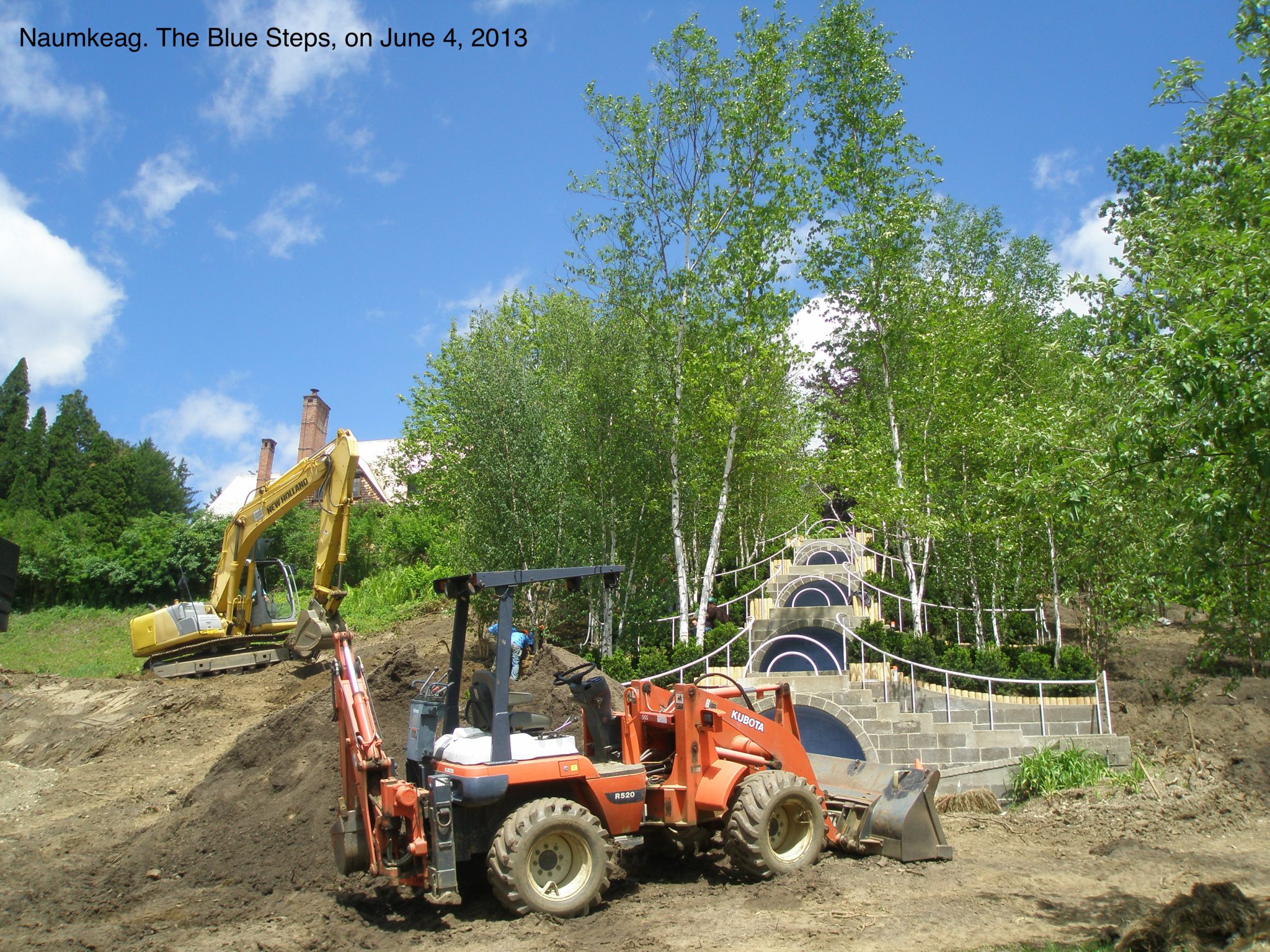 In June of 2013, the Blue Steps were being totally rebuilt, while an entirely new grove of birch trees was being planted.
