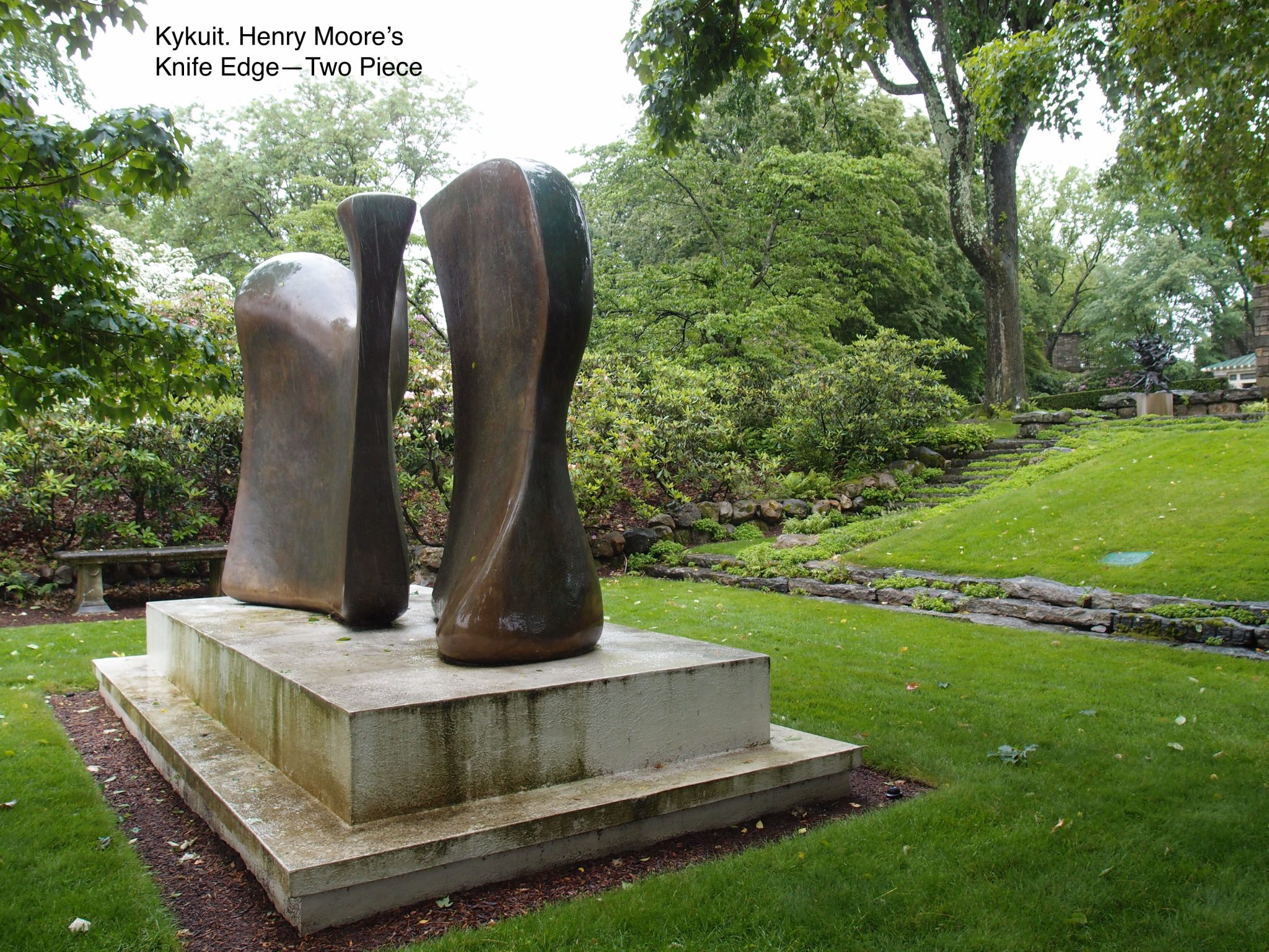 In 1962 a Henry Moore was mounted, downhill from the Rose Garden