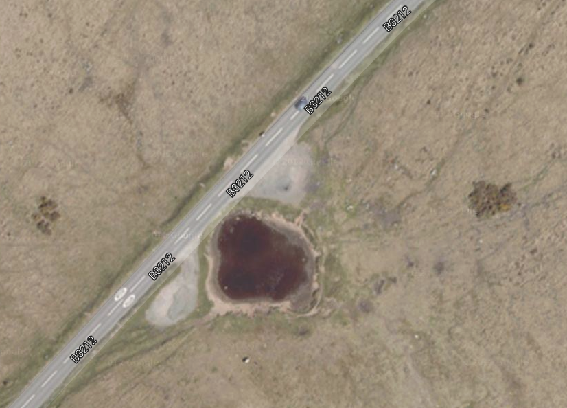 Google satellite view of that same car park and cattle pond.