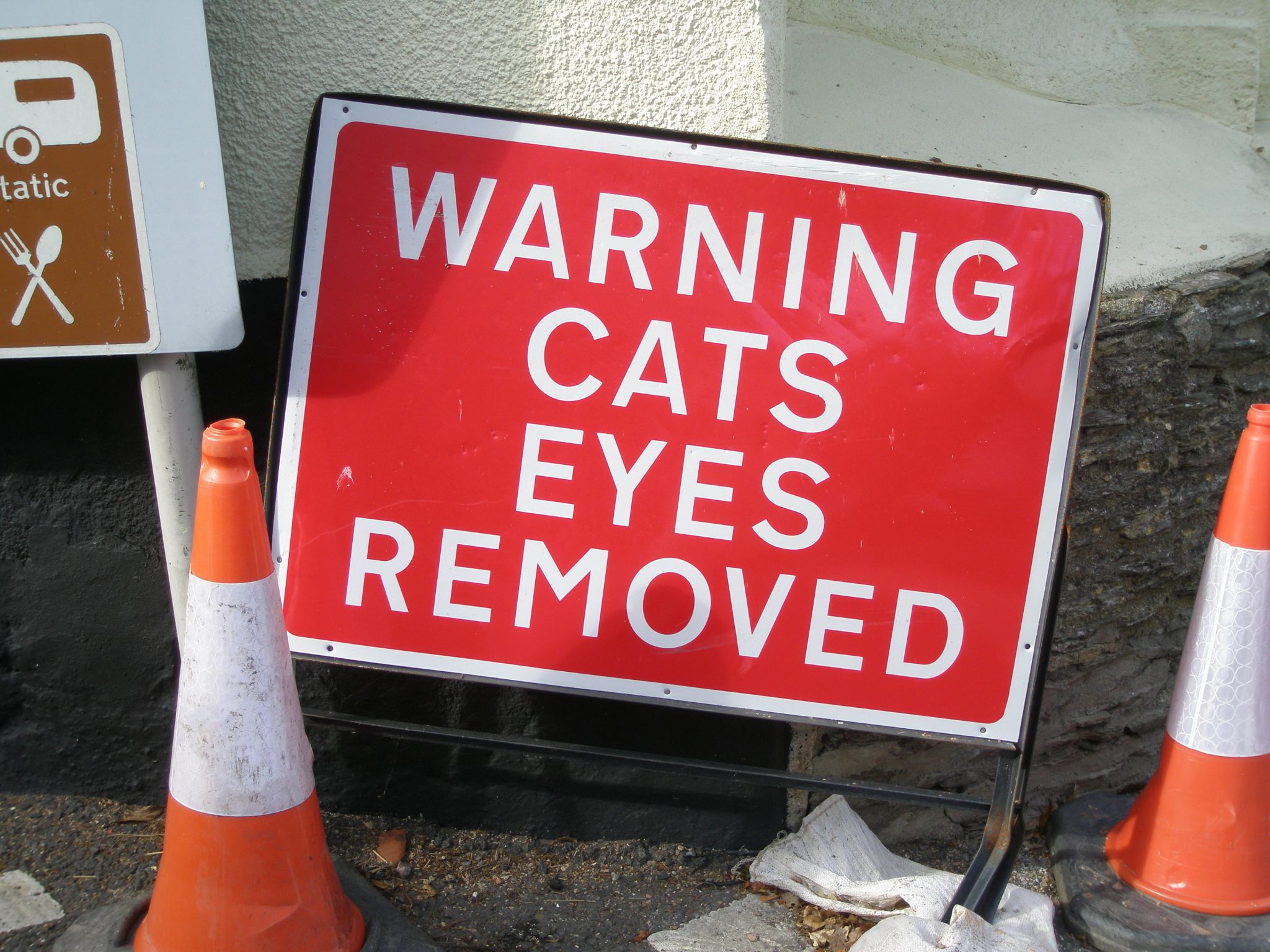  I hopped out of the car and took this picture, just to prove that the removal of man-made Cat’s Eyes is a routine event, in the United Kingdom! 