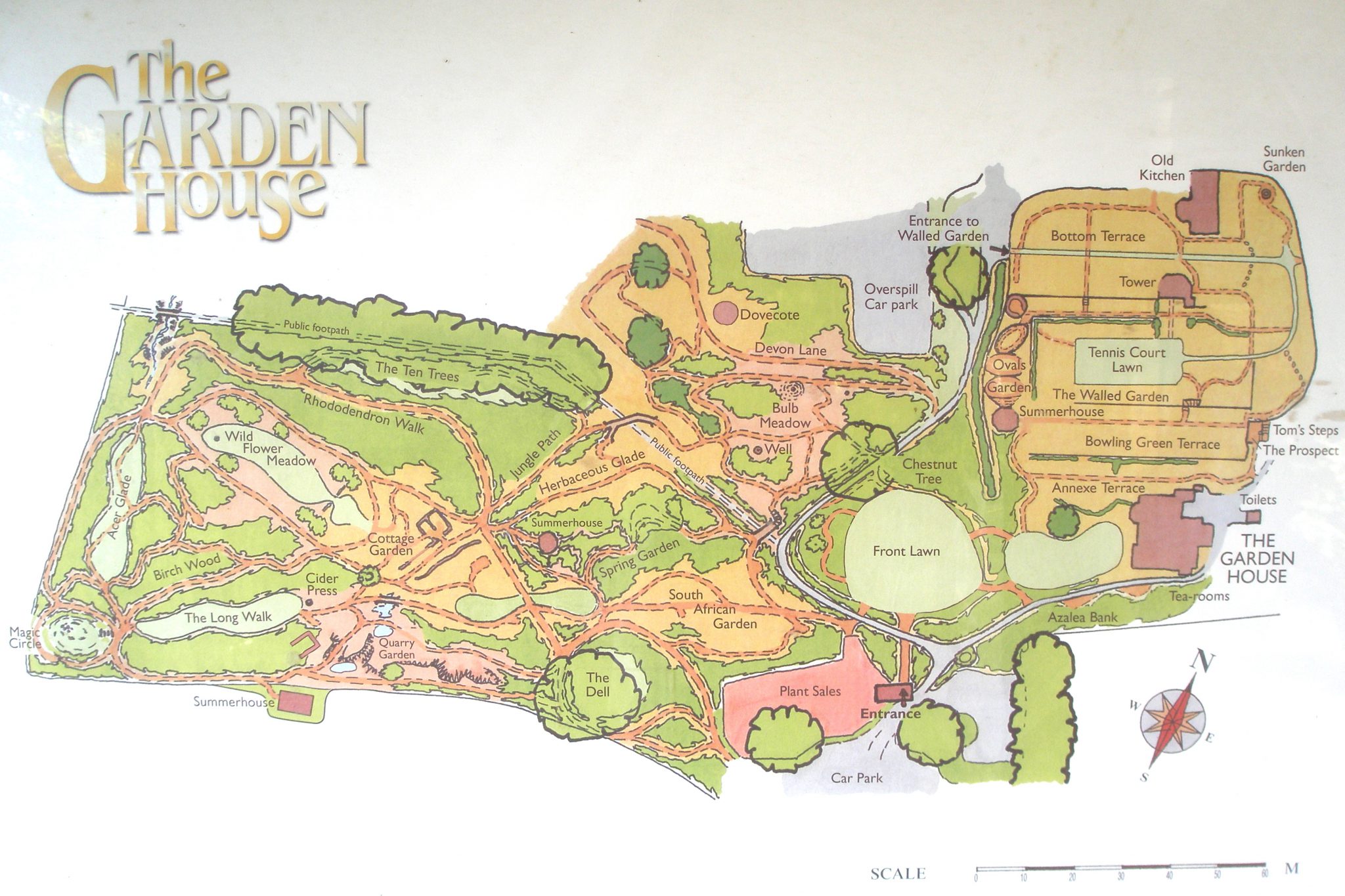 This Map --- somewhat different from the Map illustrated on the Garden's pamphlet -- is posted at the Garden's Ticket Booth.