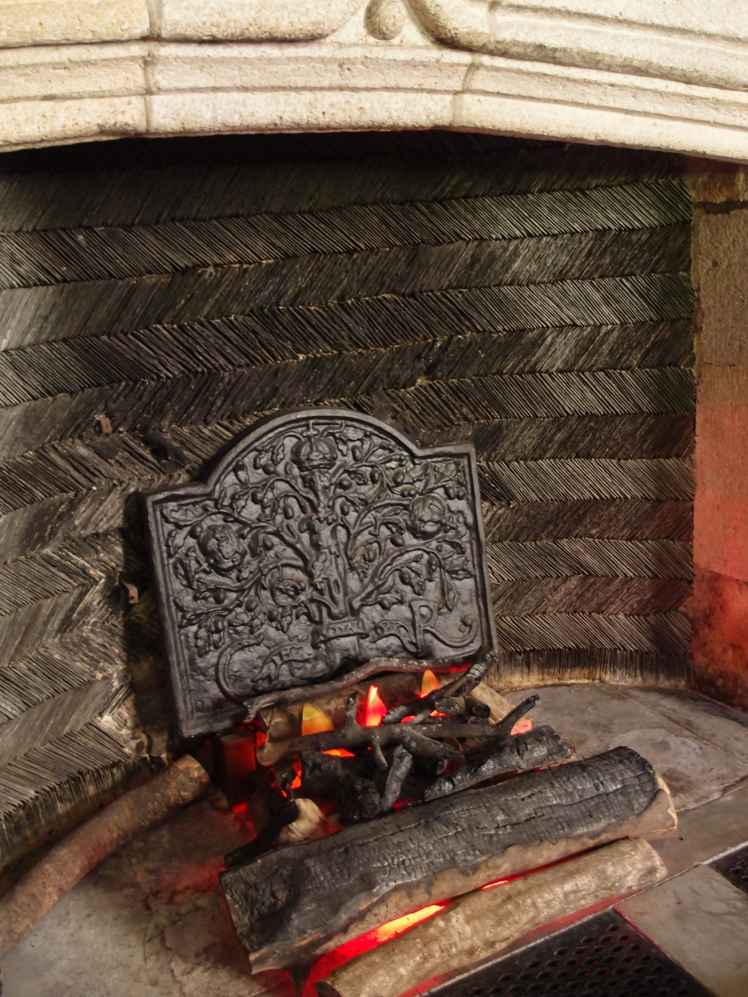 Detail of hearth, in the Great Hall