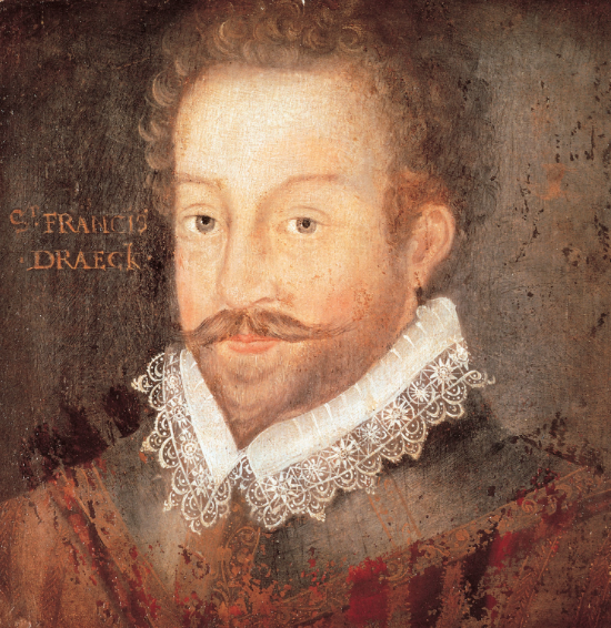 Sir Francis Drake. Born circa 1540, in Devon. Died 1596, in Panama.