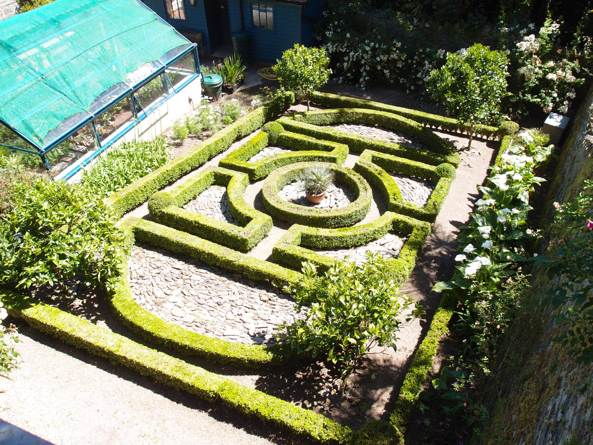Another view of the Parterre. Orange and Lemon trees anchor the corners of this garden.
