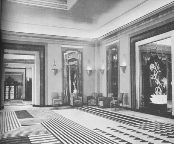Oswald Milne's most acclaimed Art Deco interiors were designed for Claridge's Hotel. This photo taken in the 1930s.