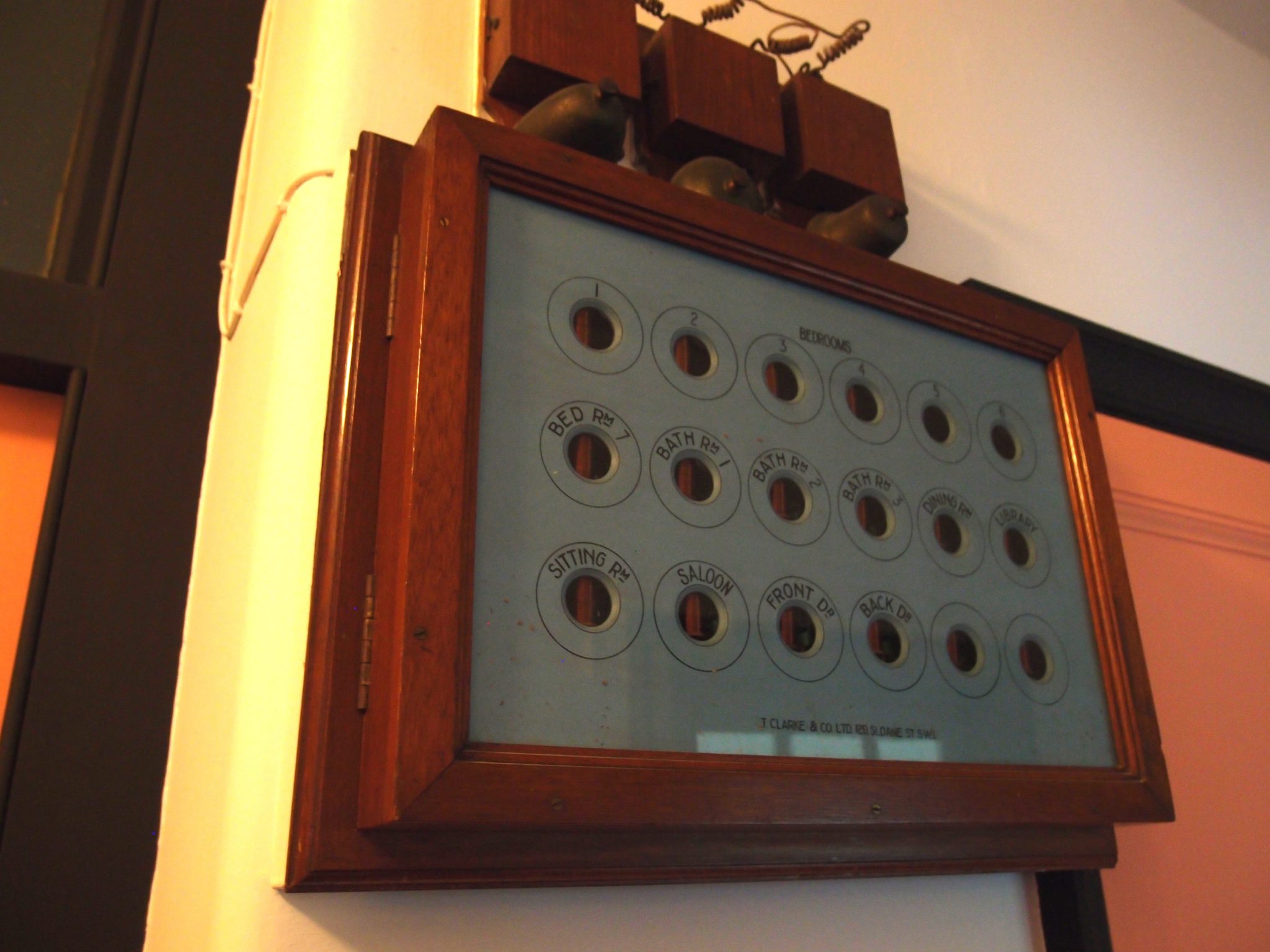 In the Servants' Corridor: The Electric Bell Board is original, and still in working order.
