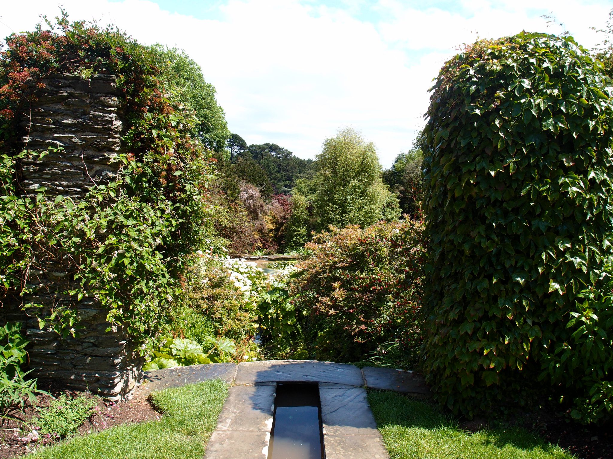 A sunny-afternoon view from the Rill Garden, over the Lower Pond